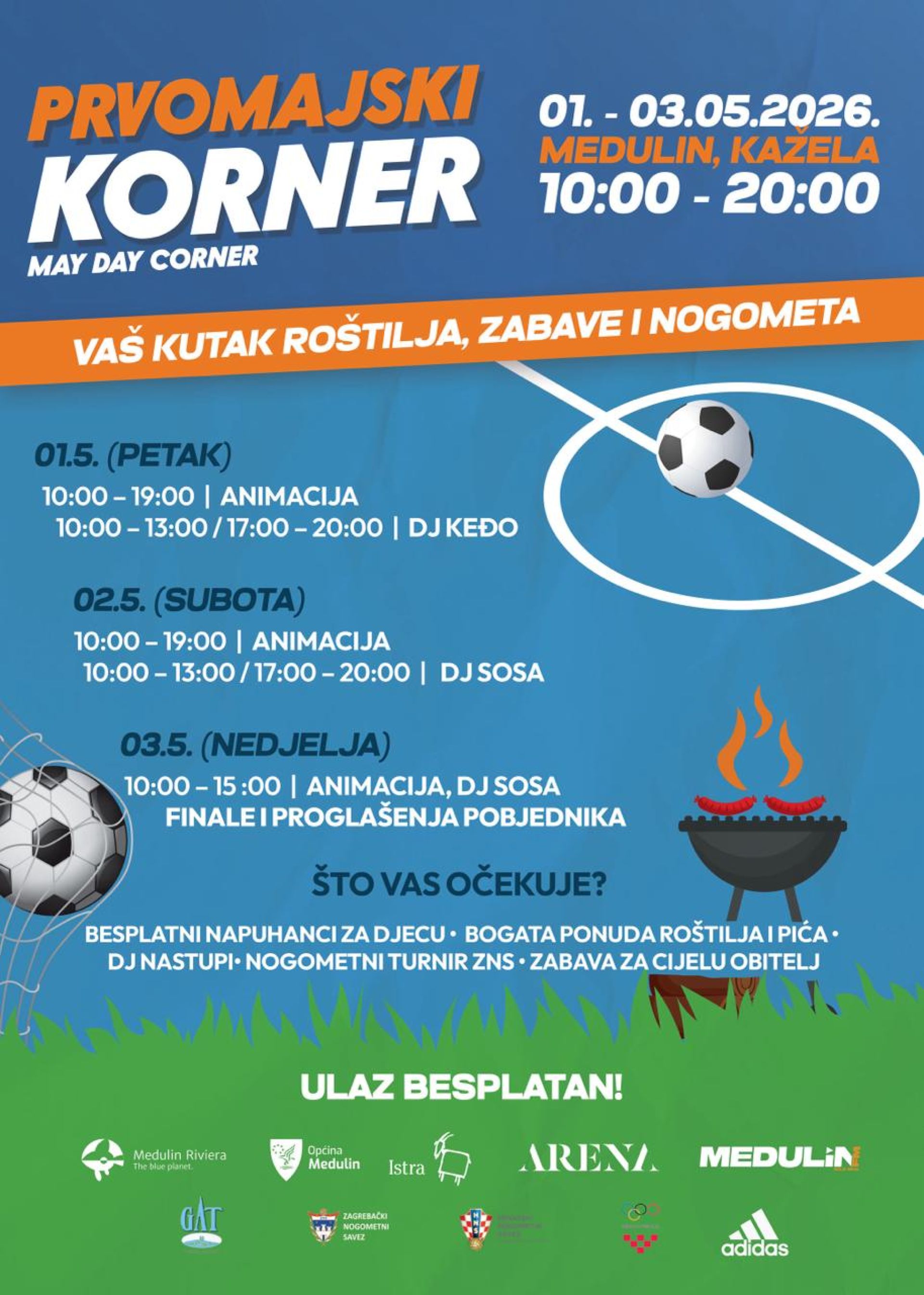 PRVOMAJSKI KORNER ponovno u Medulinu
Produženi blagdanski vikend donosi spoj sporta, zabave i roštilja